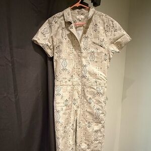 Roark Cream and Black Patterned Jumpsuit